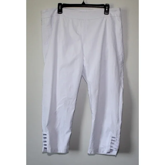 NWT Soft Surroundings Super Stretch Lattice Capri Pull On Pants Wht Plus Size 1X - Picture 2 of 13